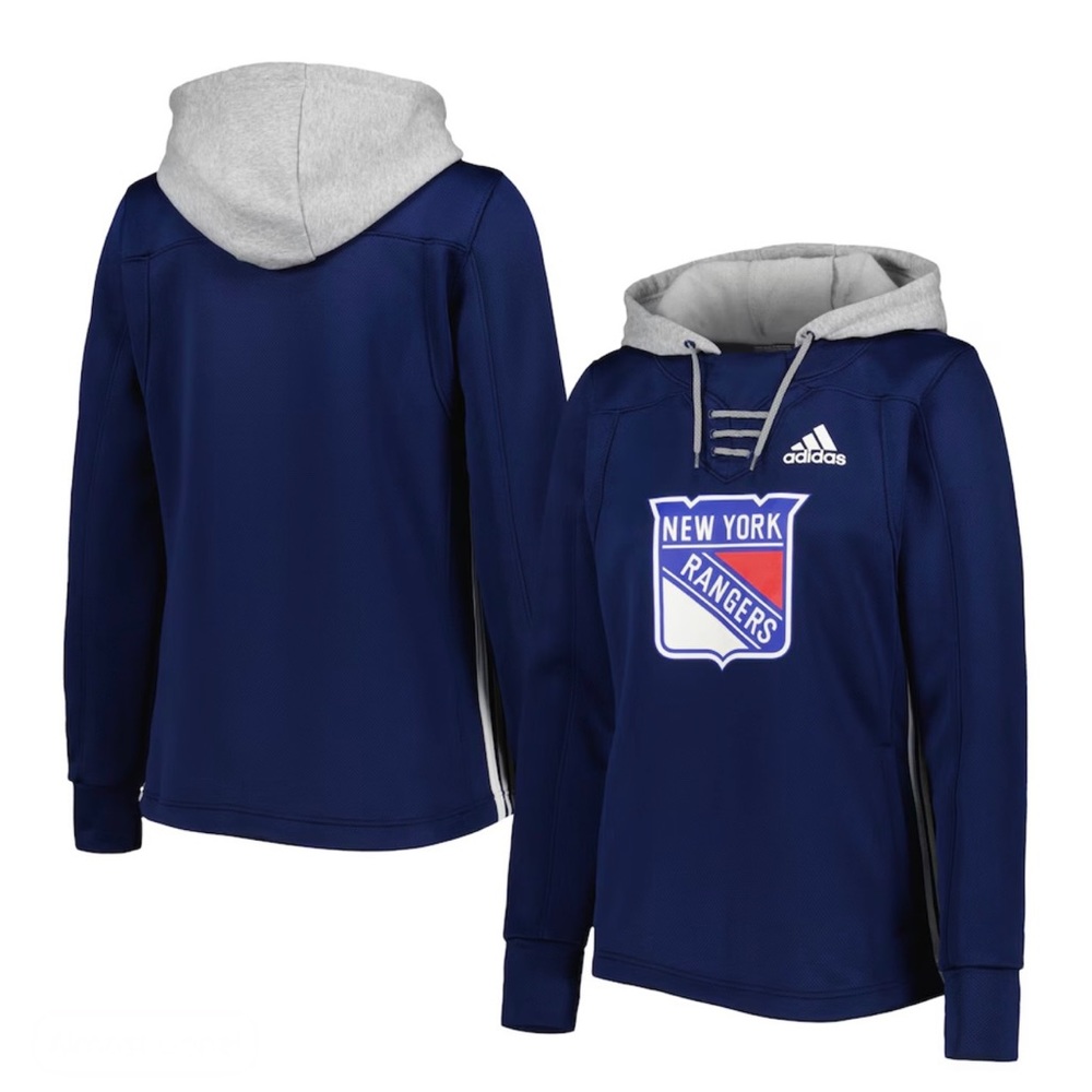 Adidas NHL New York Rangers Women's Skate Lace Primeblue Team Pullover Hoodie
